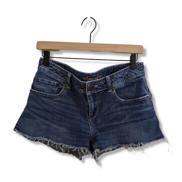 American Rag Frayed Cuttoff Demin Shorts with Buttons, Blue (Size 9) - Picture 1 of 6
